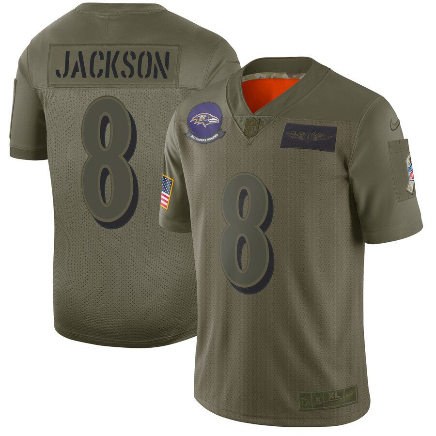 Men Baltimore Ravens #8 Jackson Green Nike Olive Salute To Service Limited NFL Jerseys